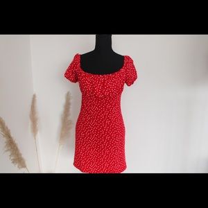 Red and white polka dot dress